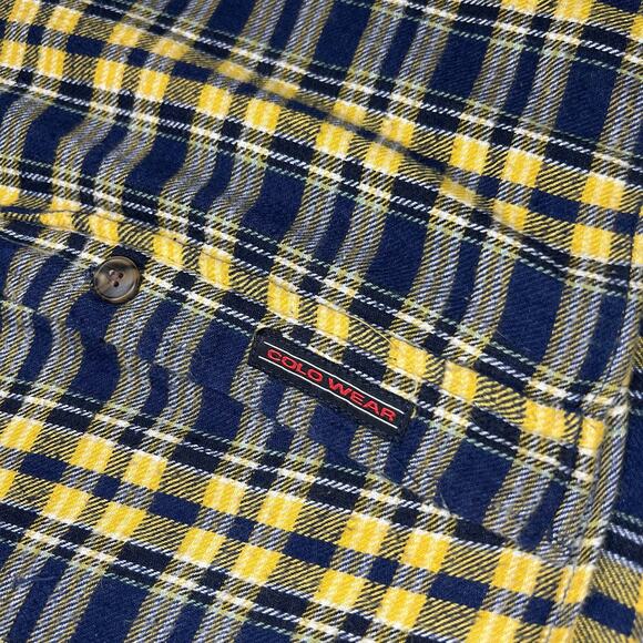 VINTAGE Plaid Flannel Button Down Shirt Size XXL Mens Casual Blue Yellow Y2K - Picture 5 of 11